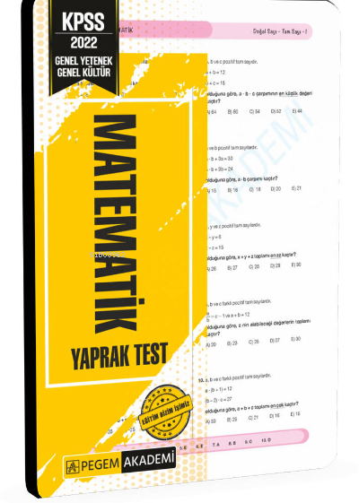  Pegem 2022 KPSS Genel Yetenek Genel Kültür Matematik Yaprak Test | Pegem Komisyon | Pegem Akademi Yayıncılık (Sınavlara Hazırlık) | 97860202188980 