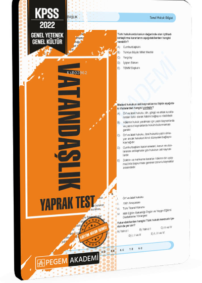  2022 KPSS Genel Yetenek Genel Kültür Vatandaşlık Yaprak Test | 2022 KPSS Genel Yetenek Genel Kültür Vatandaşlık Yaprak Test | Kolektif | Pegem Akademi Yayıncılık (Sınavlara Hazırlık) | 9780202189024 