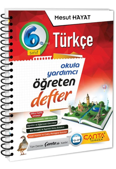  Çanta 6Sınıf Defter Öğreten Türkçe | Çanta 6Sınıf Defter Öğreten Türkçe | Mesut Hayat | Çanta Yayınları | 9786257021418 