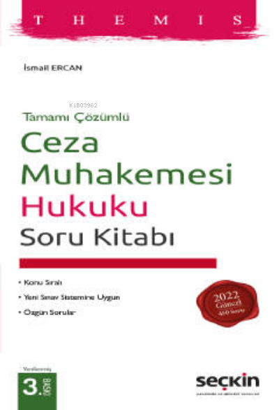  Ceza Muhakemesi Hukuku Soru Kitabı | İsmail Ercan | Seçkin Yayıncılık | 9789750278785 | 