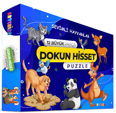Sevimli Hayvanları 12 Büyük Parça Dokun Hisset Puzzle