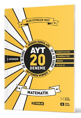 Ayt Matematik 20'Li İlk Dönem Deneme 2.Kitap