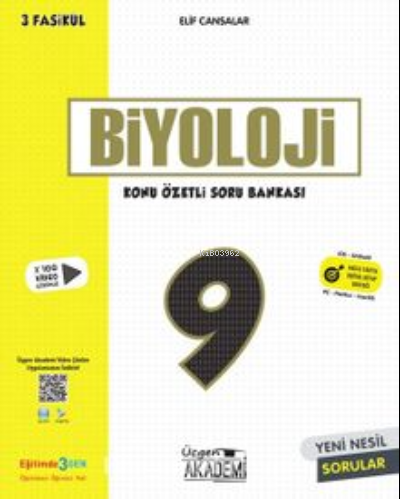  Üçgen 9 Sınıf Biyoloji Konu Özetli Soru Bankası 3 Fasikül | Elif Cansalar | Üçgen Akademi (Hazırlık) | 9786257152204 