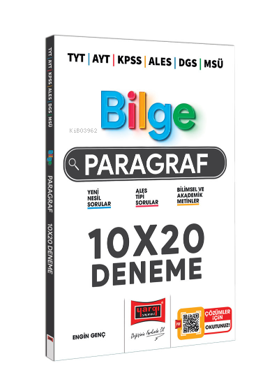  2023 Tyt Ayt Kpss Ales Dgs Msü Bilge Paragraf 10x20 Deneme Sınavı | 2023 Tyt Ayt Kpss Ales Dgs Msü Bilge Paragraf 10x20 Deneme Sınavı | Engin Genç | Yargı Yayınevi | 9786254212697 
