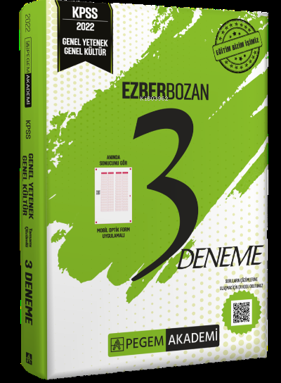  2022 KPSS Genel Kültür Genel Yetenek Ezberbozan 3 Deneme | 2022 KPSS Genel Kültür Genel Yetenek Ezberbozan 3 Deneme | Kolektif | Pegem Akademi Yayıncılık | 9780202166551 