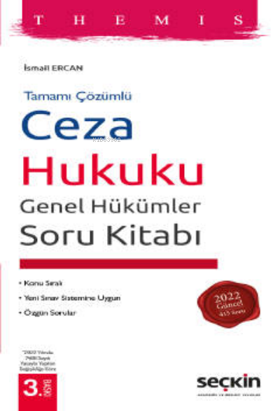  Ceza Hukuku Genel Hükümler Soru Kitabı | İsmail Ercan | Seçkin Yayıncılık | 9789750278891 | 