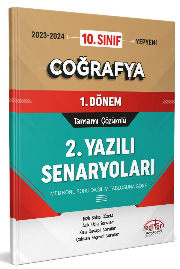  10 Sınıf Coğrafya 1 Dönem Ortak Sınavı 2 Yazılı Senaryoları Tamamı Çözümlü | 10 Sınıf Coğrafya 1 Dönem Ortak Sınavı 2 Yazılı Senaryoları Tamamı Çözümlü | Kolektif | Editör Yayınevi | 9786052806111 