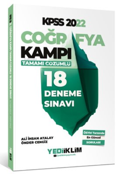  2022 KPSS Coğrafya Kampı Tamamı Çözümlü 18 Deneme Sınavı | Kolektif | Yediiklim Yayıncılık | 9786052898703 | 