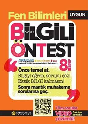  8 Sınıf Bilgili Ön Test Fen Bilimleri | 8 Sınıf Bilgili Ön Test Fen Bilimleri | Kolektif | Sadık Uygun Yayınları | 9786052362990 