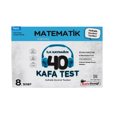 KafaDengi 8. Sınıf Matematik 40 Kafa Test( Haftalık Kontrol Testleri + Sarmal Deneme)