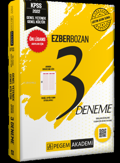 PEGEM 2022 KPSS Önlisans Genel Kültür Genel Yetenek Ezberbozan 3 Deneme