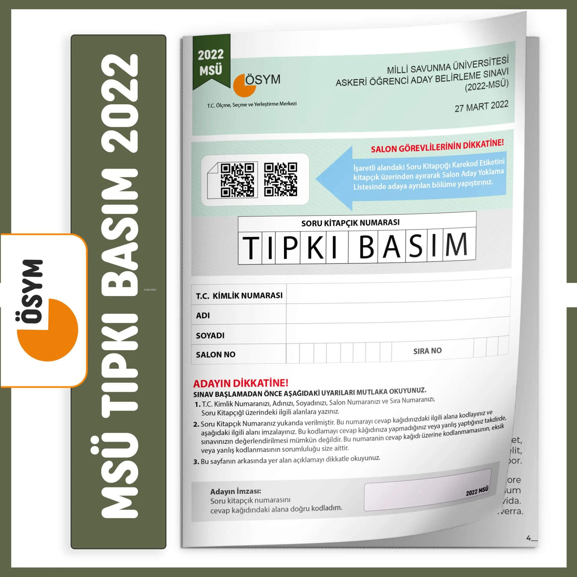 MSÜ 2022 ÖSYM Tıpkı Basım Türkiye Geneli Dijital Çözümlü Çıkmış Soru Kitapçığı