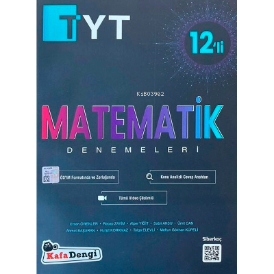  TYT Matematik Branş Denemesi(12li) (Tümü Video Çözümlü) | Kolektif | Kafa Dengi | 9786257079457 | 