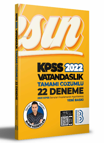  2022 KPSS Vatandaşlık Tamamı Çözümlü 22 Deneme | Erdal Kesekler | Benim Hocam Yayınları | 9786257484763 | 