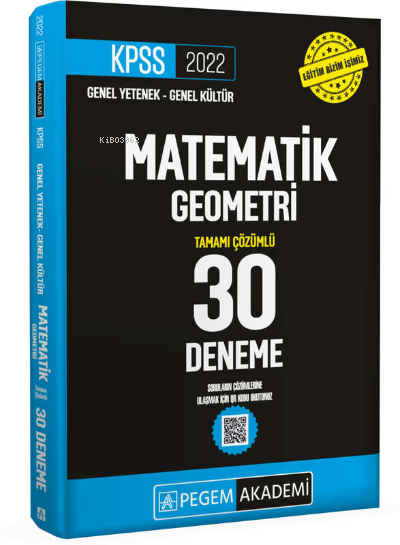 2022 KPSS Genel Yetenek Genel Kültür Matematik - Geometri 30 Deneme