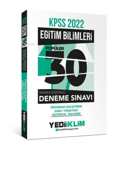 2022 KPSS Eğitim Bilimleri Program Geliştirme - Sınıf Yönetimi-Materyal Tasarımı Tamamı Çözümlü 30 Popüler Den