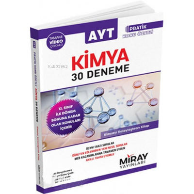 AYT Kimya 1.Dönem Pratik Konu Özetli 30 Den.2020