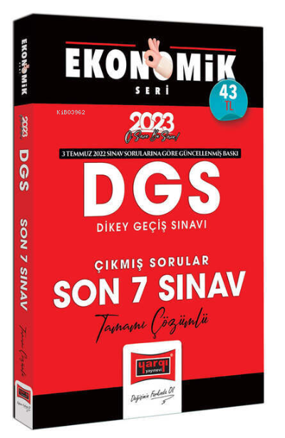 Yargı 2023 DGS Ekonomik Seri Tamamı Çözümlü Son 7 Yıl Çıkmış Sınav Soruları