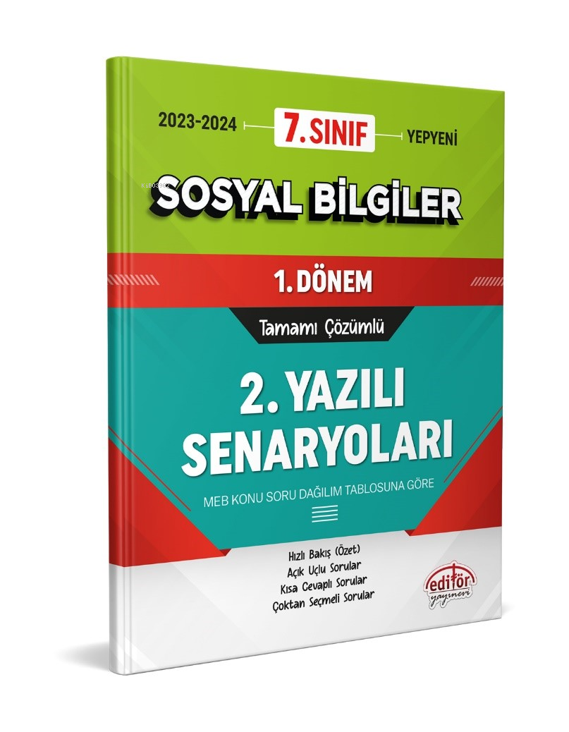  7 Sınıf Sosyal Bilgiler 1 Dönem Ortak Sınavı 2 Yazılı Senaryoları Tamamı Çözümlü | 7 Sınıf Sosyal Bilgiler 1 Dönem Ortak Sınavı 2 Yazılı Senaryoları Tamamı Çözümlü | Turgut Meşe | Kolektif | Editör Yayınevi | 9786052805985 