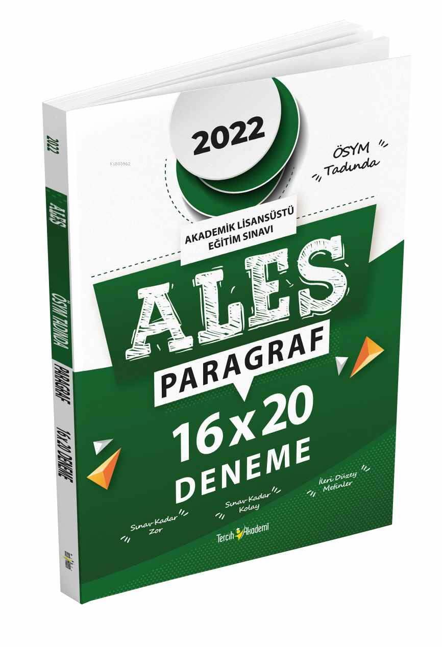  Ales Paragraf Sözel Yetenek 16X20 Deneme | Ales Paragraf Sözel Yetenek 16X20 Deneme | Kolektif | Tercih Akademi | 9786257644228 