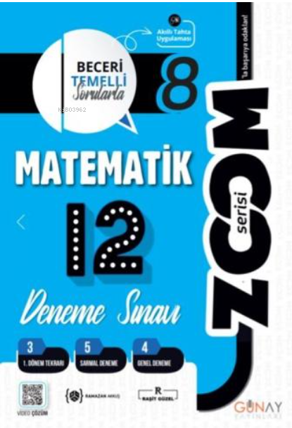 Günay Yayınları 8. Sınıf Matematik Zoom Serisi 12 li Branş Denemeler