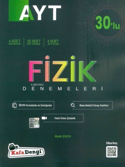  AYT Fizik Branş Denemesi(30lu) (Tümü Video Çözümlü) | Kolektif | Kafa Dengi | 9786257079518 | 