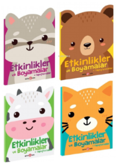 Etkinlikler ve Boyamalar + Yapıştırmalar Seti (Rakuncuk-Ayıcık-İnekçik-Kedicik )