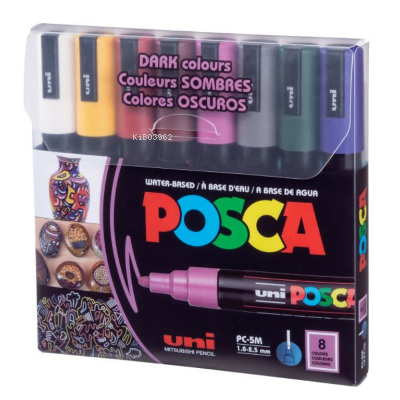 Uni Posca 1.8-2.5 Su Bazlı Poster Markörü Koyu Renk 8li