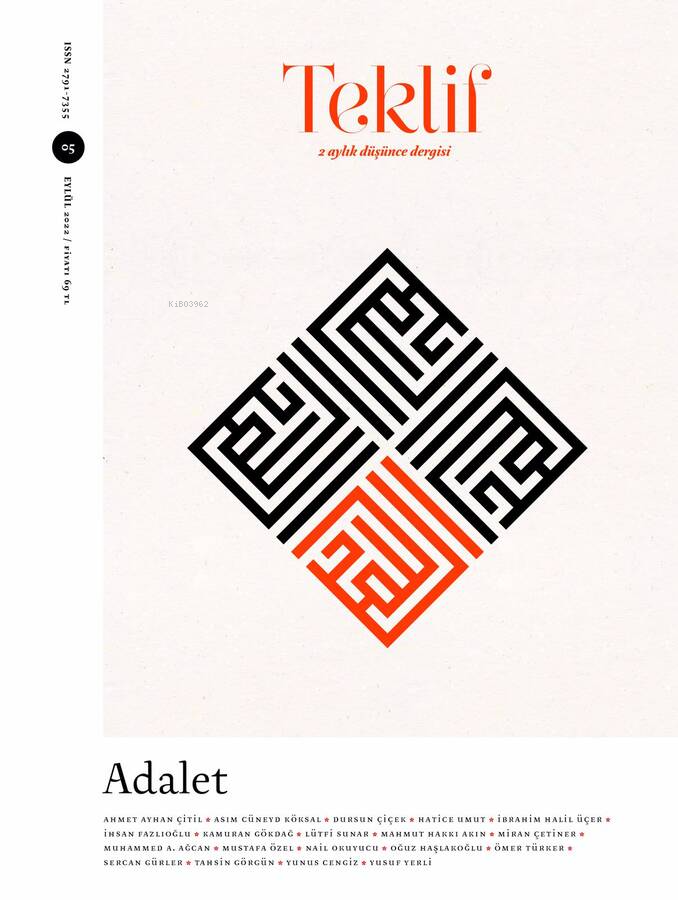 Adalet - Teklif Eylül 5. Sayı ;2 Aylık Düşünce Dergisi