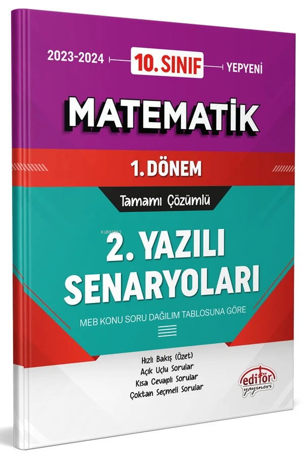  10 Sınıf Matematik 1 Dönem Tamamı Çözümlü 2 Yazılı Senaryoları | 10 Sınıf Matematik 1 Dönem Tamamı Çözümlü 2 Yazılı Senaryoları | Kolektif | Editör Yayınevi | 9786052806067 
