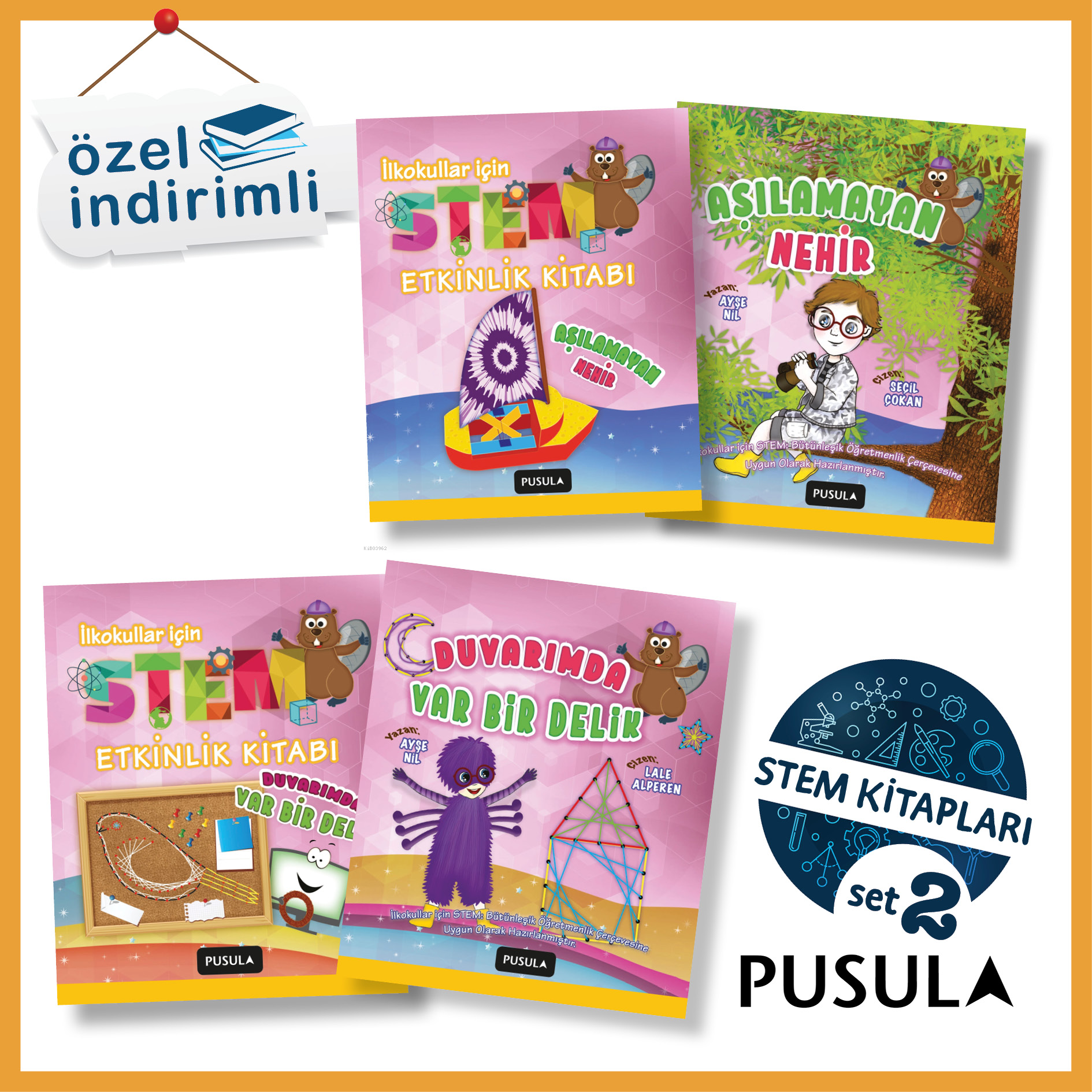  İlkokullar İçin Stem Seti 2 | İlkokullar İçin Stem Seti 2 | Ayşe Nil | Pusula Yayıncılık | 9789758859596 