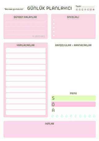  Günlük Planlayıcı 1 | Günlük Planlayıcı 1 | Wenote Tasarım | 8683675932399 