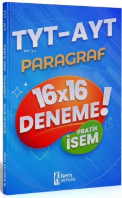 İsem 2022 TYT AYT Pratik İsem Kazandıran Paragraf 16x16 Deneme