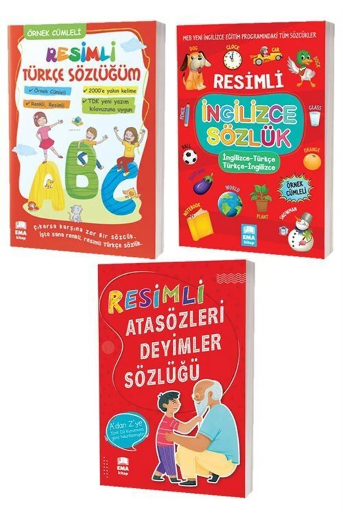 Resimli Türkçe Ingilizce Ve Atasözleri Deyimler Sözlükleri - 3 Kitap Set