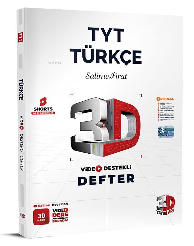 2024 TYT 3D Türkçe Video Destekli Defter