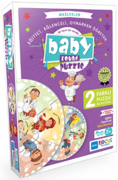 Meslekler / Baby Round - Puzzle  ( BF075 );14 Parça İngilizce / Türkçe İki Oyun Bir Arada