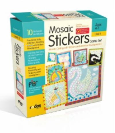 Mosaic Stickers Game Set - Mosaic Coding with Stickers and Attention Development-3 - Level 3 - Ages 4-7