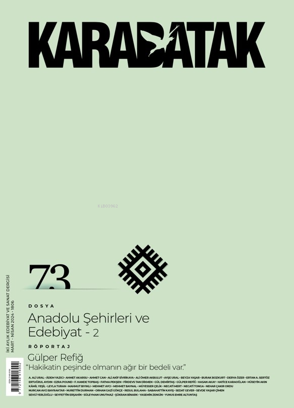 Karabatak Sayı: 73;Anadolu Şehirleri ve Edebiyat - 2