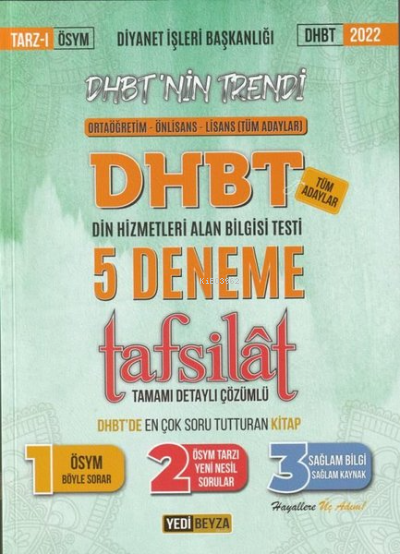 2022 DHBT Tafsilat 5 Deneme Tamamı Detaylı Çözümlü