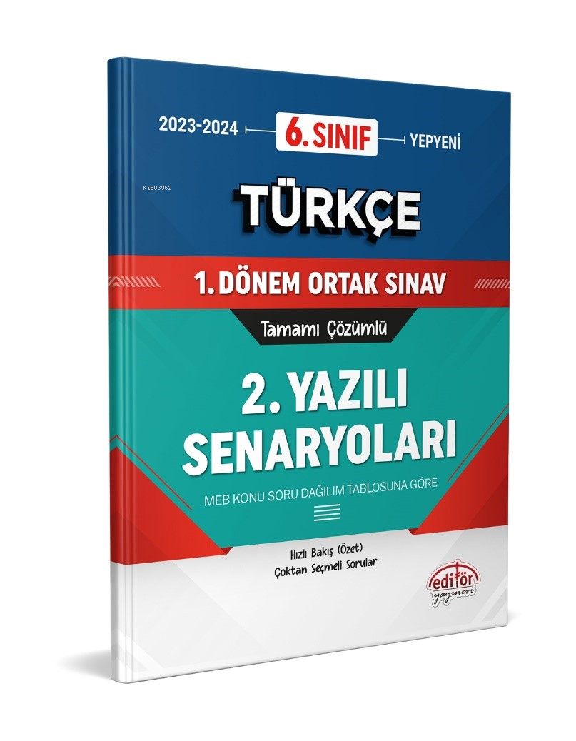  6 Sınıf Türkçe 1 Dönem Ortak Sınavı 2 Yazılı Senaryoları Tamamı Çözümlü | 6 Sınıf Türkçe 1 Dönem Ortak Sınavı 2 Yazılı Senaryoları Tamamı Çözümlü | Kolektif | Turgut Meşe | Editör Yayınevi | 9786052805909 