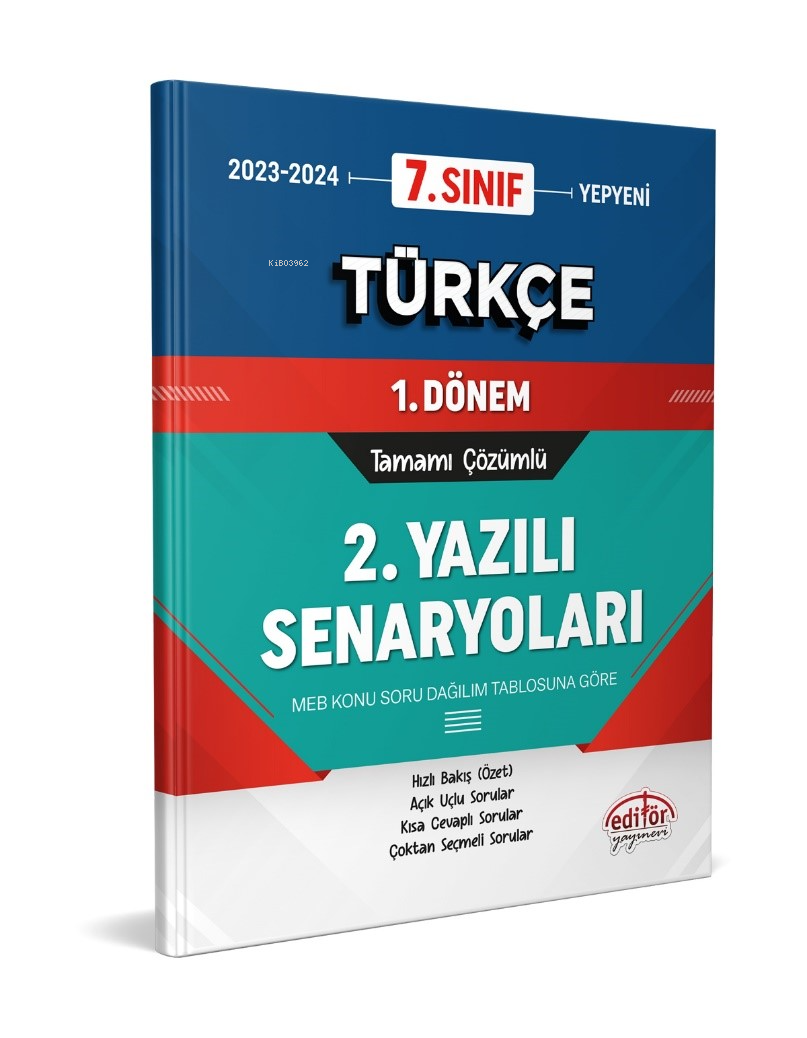  7 Sınıf Türkçe 1 Dönem Ortak Sınavı 2 Yazılı Senaryoları Tamamı Çözümlü | 7 Sınıf Türkçe 1 Dönem Ortak Sınavı 2 Yazılı Senaryoları Tamamı Çözümlü | Kolektif | Turgut Meşe | Editör Yayınevi | 9786052805923 