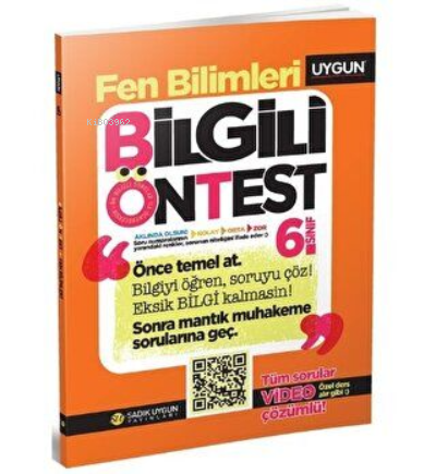  6Sınıf Bilgili Ön Test Fen Bilimleri | 6Sınıf Bilgili Ön Test Fen Bilimleri | Kolektif | Sadık Uygun Yayınları | 9786257178037 