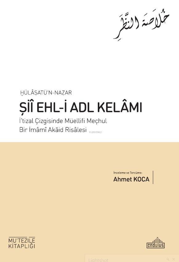 Hülâsatü’N Nazar Şİî Ehl-İ Adl Kelâmi