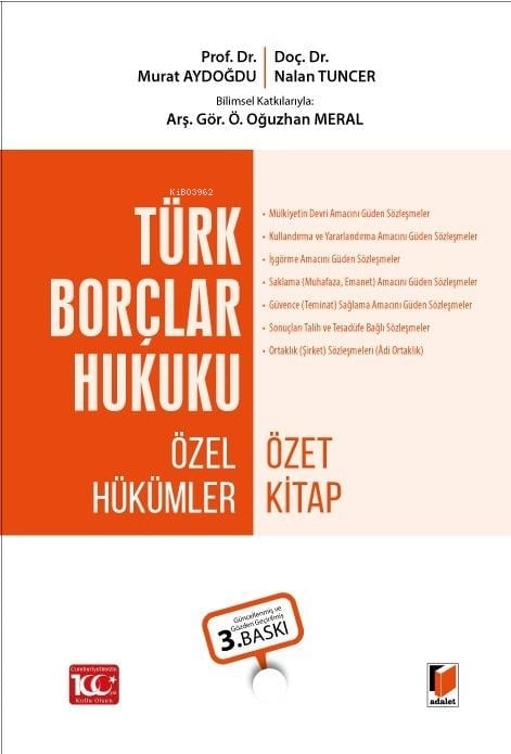 Türk Borçlar Hukuku - Özel Hükümler Özet Kitap