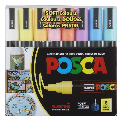 Uni Posca 1.8-2.5 Su Bazlı Poster Markörü Sotf Renk 8li