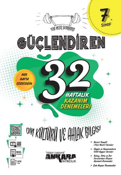 7. Sınıf Güçlendiren 32 Haftalık Din Kültürü ve Ahlak Bilgisi Kazanım Denemeleri