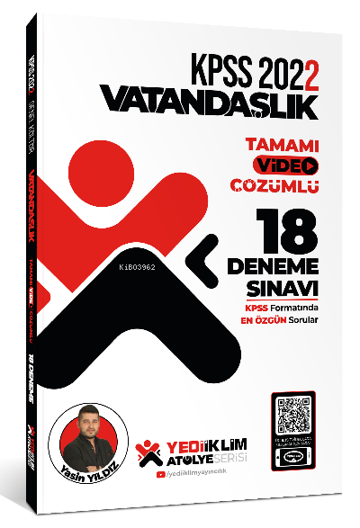  2022 KPSS Atölye Serisi Vatandaşlık Tamamı Video Çözümlü 18 Deneme Sınavı | Yasin Yıldız | Yediiklim Yayıncılık | 9786254310249 | 