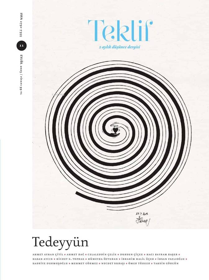 Tedeyyün - Teklif Eylül 11. Sayı;2 Aylık Düşünce Dergisi