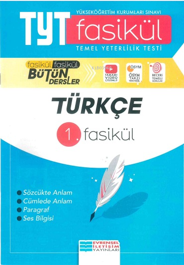 Evrensel İletişim Yayınları Tyt Türkçe 1. Fasikül