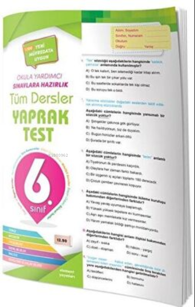  Tüm Dersler Yaprak Test 6Sınıf | Kolektif | 4 Element (Hazırlık) | 9786052573372 | 